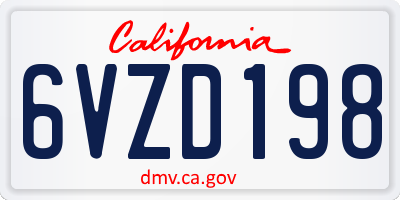 CA license plate 6VZD198