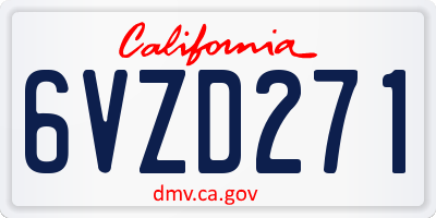 CA license plate 6VZD271