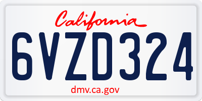 CA license plate 6VZD324