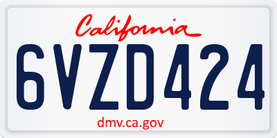 CA license plate 6VZD424