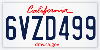 CA license plate 6VZD499