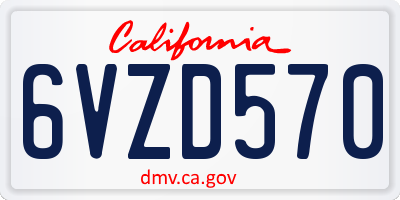 CA license plate 6VZD570