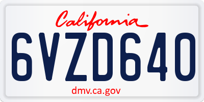 CA license plate 6VZD640