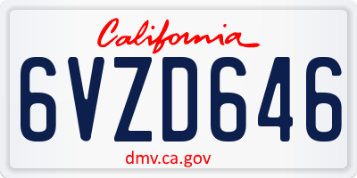 CA license plate 6VZD646