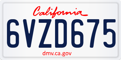 CA license plate 6VZD675