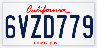 CA license plate 6VZD779