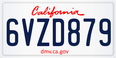 CA license plate 6VZD879