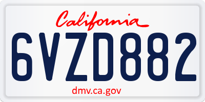 CA license plate 6VZD882
