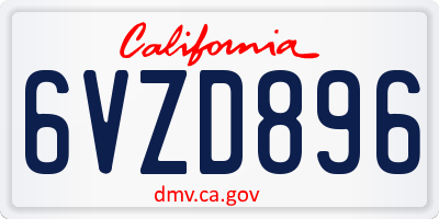 CA license plate 6VZD896