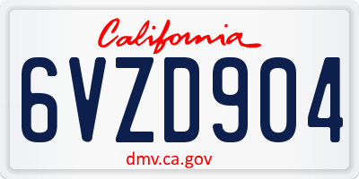 CA license plate 6VZD904