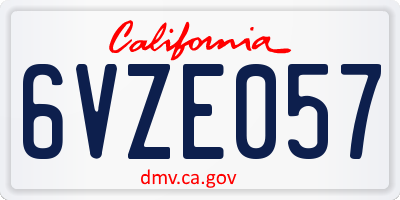 CA license plate 6VZE057