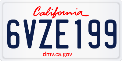 CA license plate 6VZE199