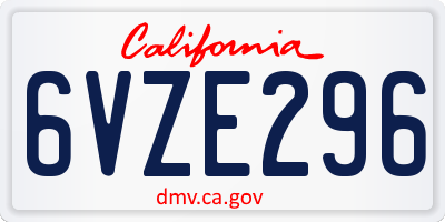 CA license plate 6VZE296