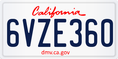 CA license plate 6VZE360