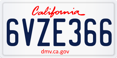 CA license plate 6VZE366