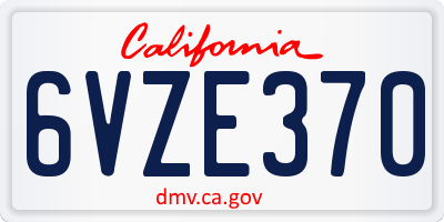 CA license plate 6VZE370