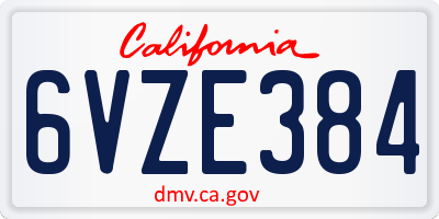 CA license plate 6VZE384
