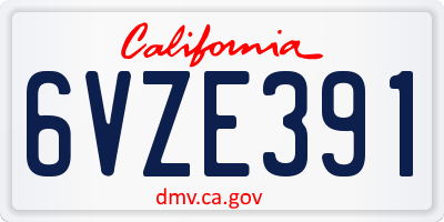 CA license plate 6VZE391