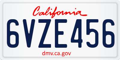 CA license plate 6VZE456