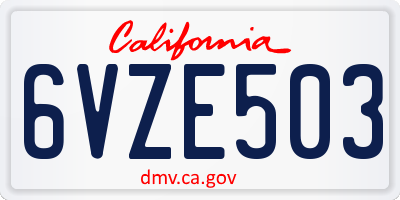 CA license plate 6VZE503