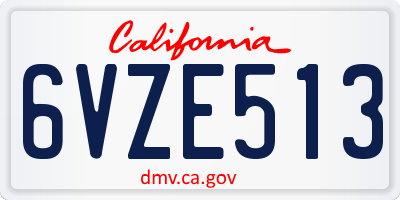 CA license plate 6VZE513