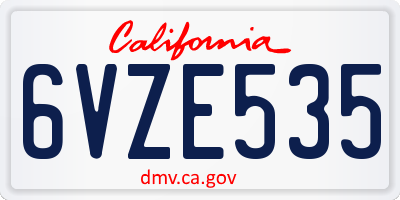 CA license plate 6VZE535