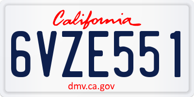 CA license plate 6VZE551