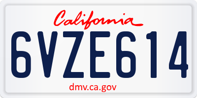 CA license plate 6VZE614