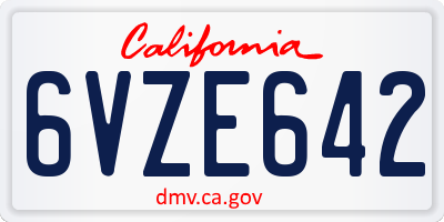 CA license plate 6VZE642