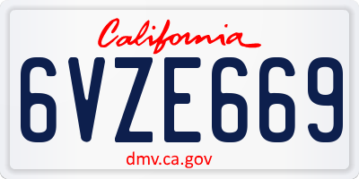 CA license plate 6VZE669