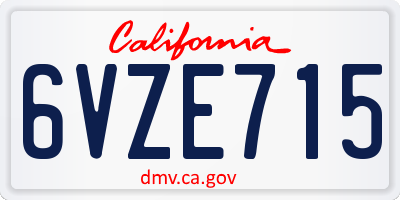 CA license plate 6VZE715