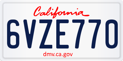 CA license plate 6VZE770