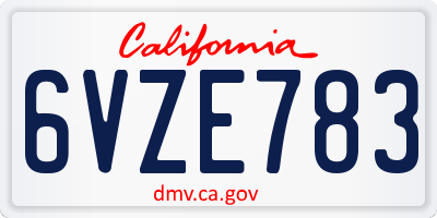 CA license plate 6VZE783