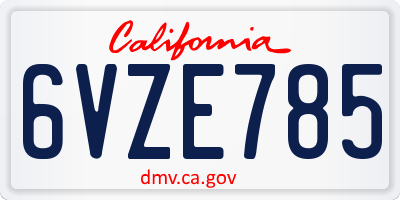 CA license plate 6VZE785