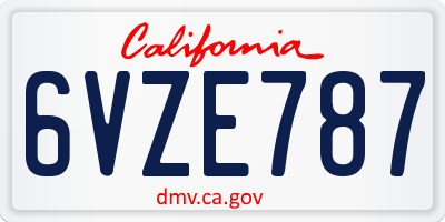 CA license plate 6VZE787