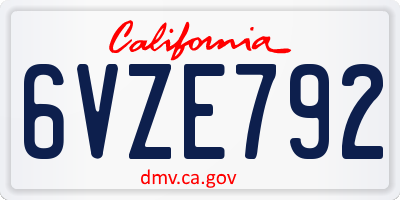 CA license plate 6VZE792