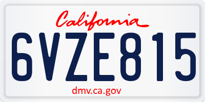 CA license plate 6VZE815