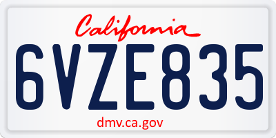 CA license plate 6VZE835