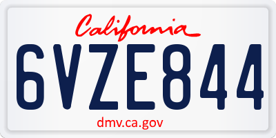 CA license plate 6VZE844