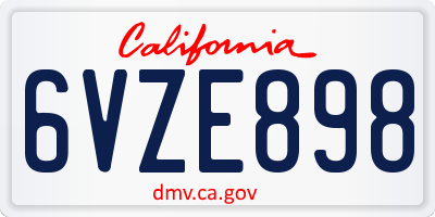 CA license plate 6VZE898
