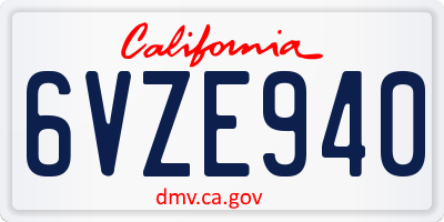 CA license plate 6VZE940