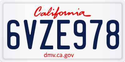 CA license plate 6VZE978