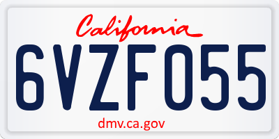 CA license plate 6VZF055