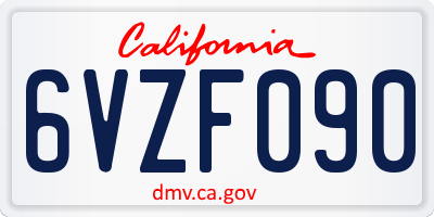 CA license plate 6VZF090