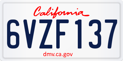 CA license plate 6VZF137