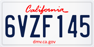 CA license plate 6VZF145