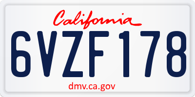 CA license plate 6VZF178