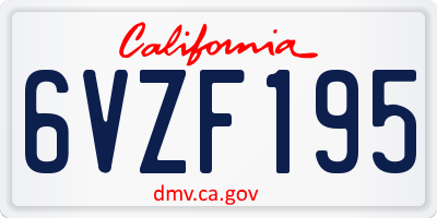 CA license plate 6VZF195