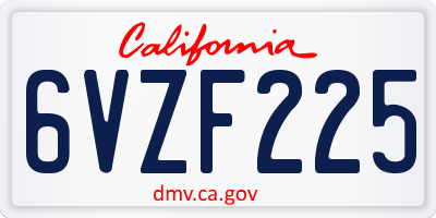 CA license plate 6VZF225