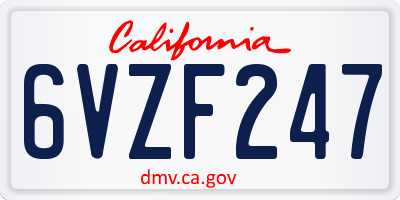 CA license plate 6VZF247